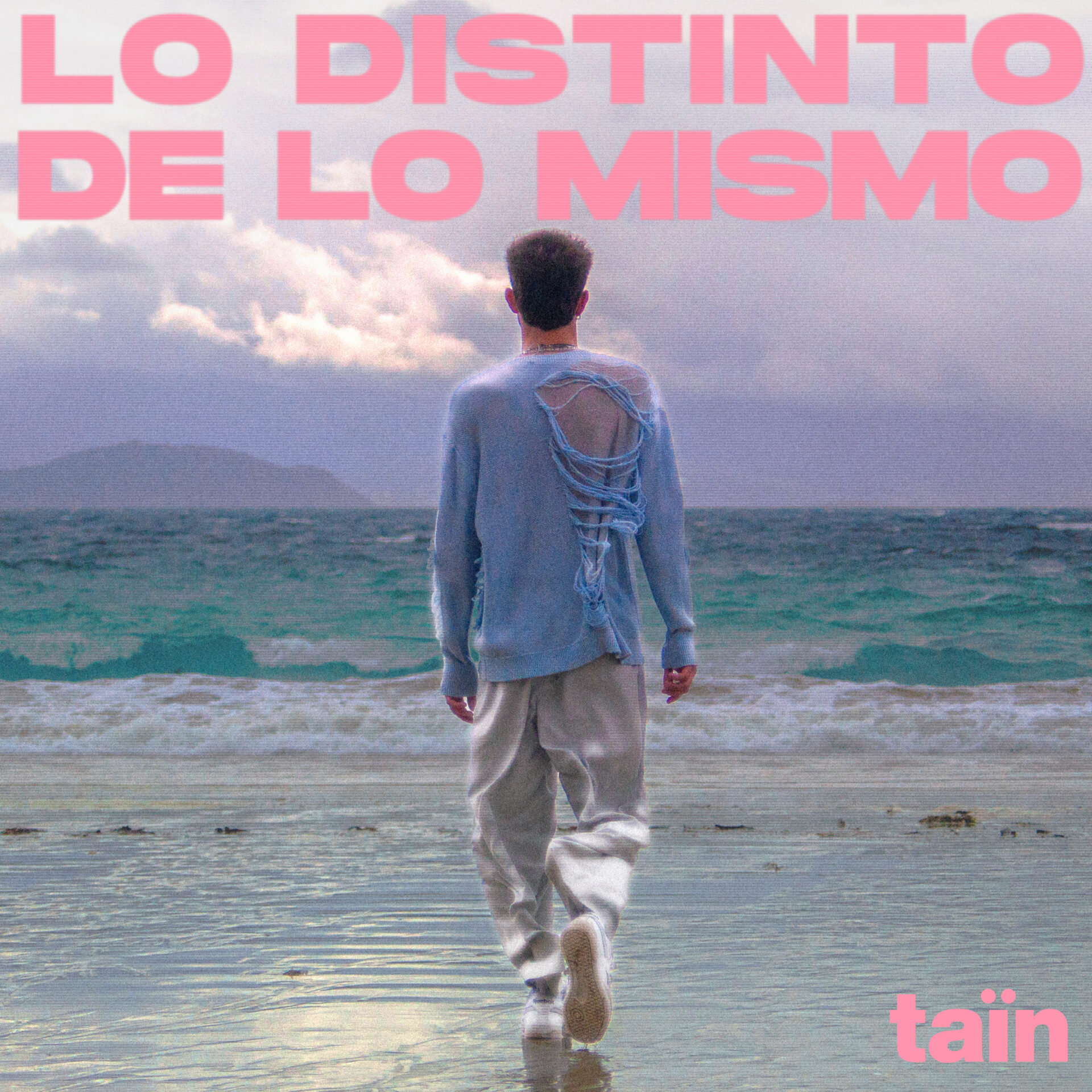 Portada del single "Lo Distinto de lo Mismo" de Taïn, perteneciente al EP Amor Subterráneo Vol. 2, que combina elementos de pop-rock y explora la temática de la pérdida.